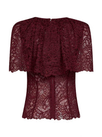 SELF PORTRAIT Self Portrait Women Burgundy Lace Cape Top