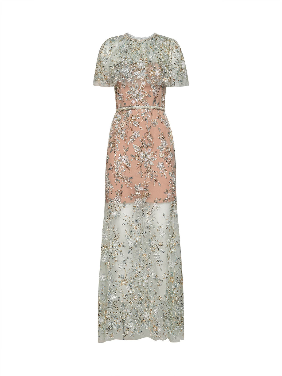 SELF PORTRAIT Self Portrait Women Mint Embroidered Tulle Cape Maxi Dress