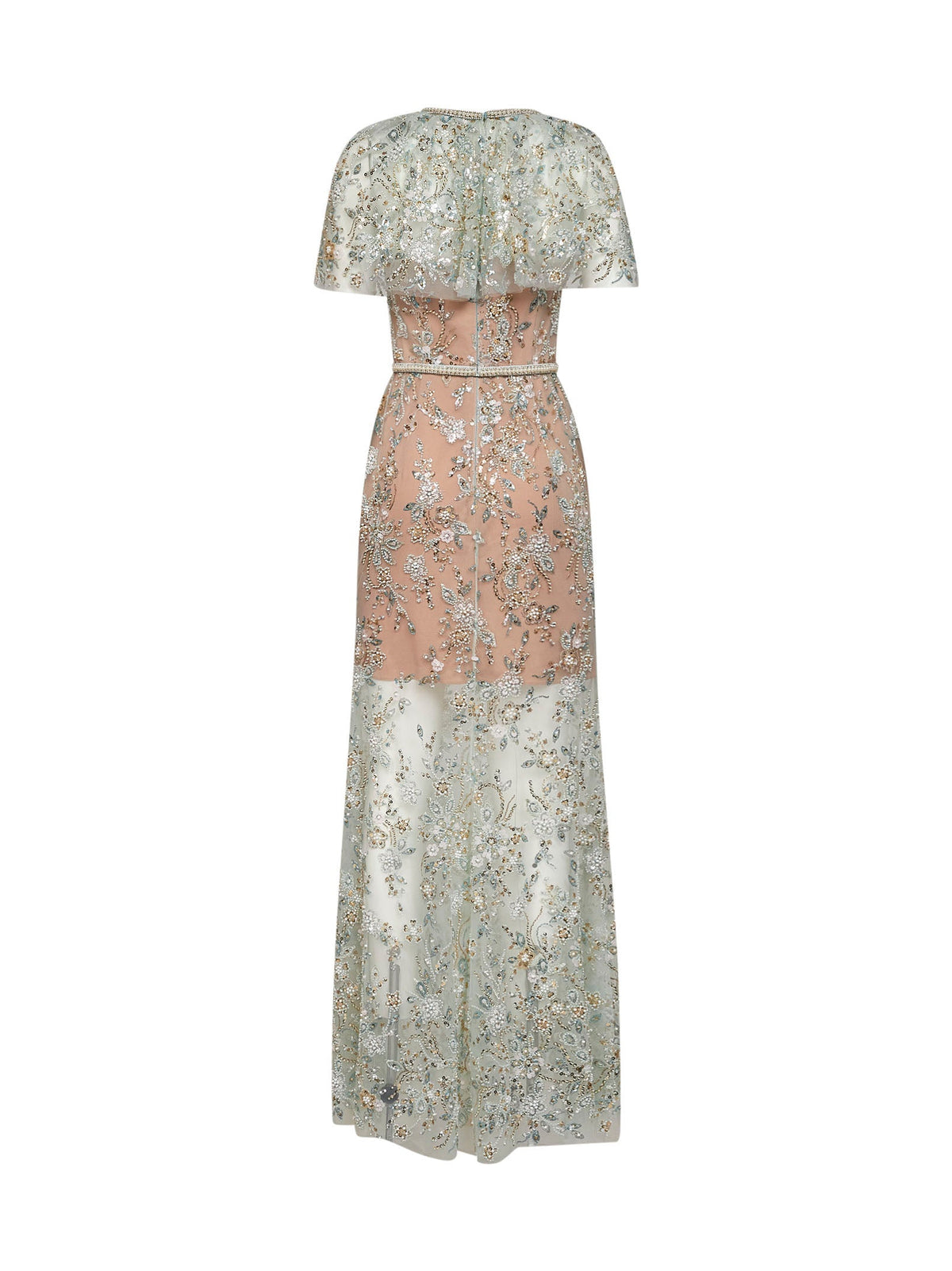 SELF PORTRAIT Self Portrait Women Mint Embroidered Tulle Cape Maxi Dress