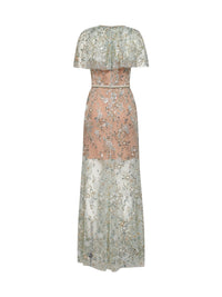 SELF PORTRAIT Self Portrait Women Mint Embroidered Tulle Cape Maxi Dress