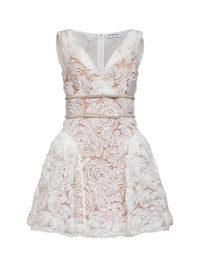 Self Portrait Women White Sequin Tulle And Lace Mini Dress