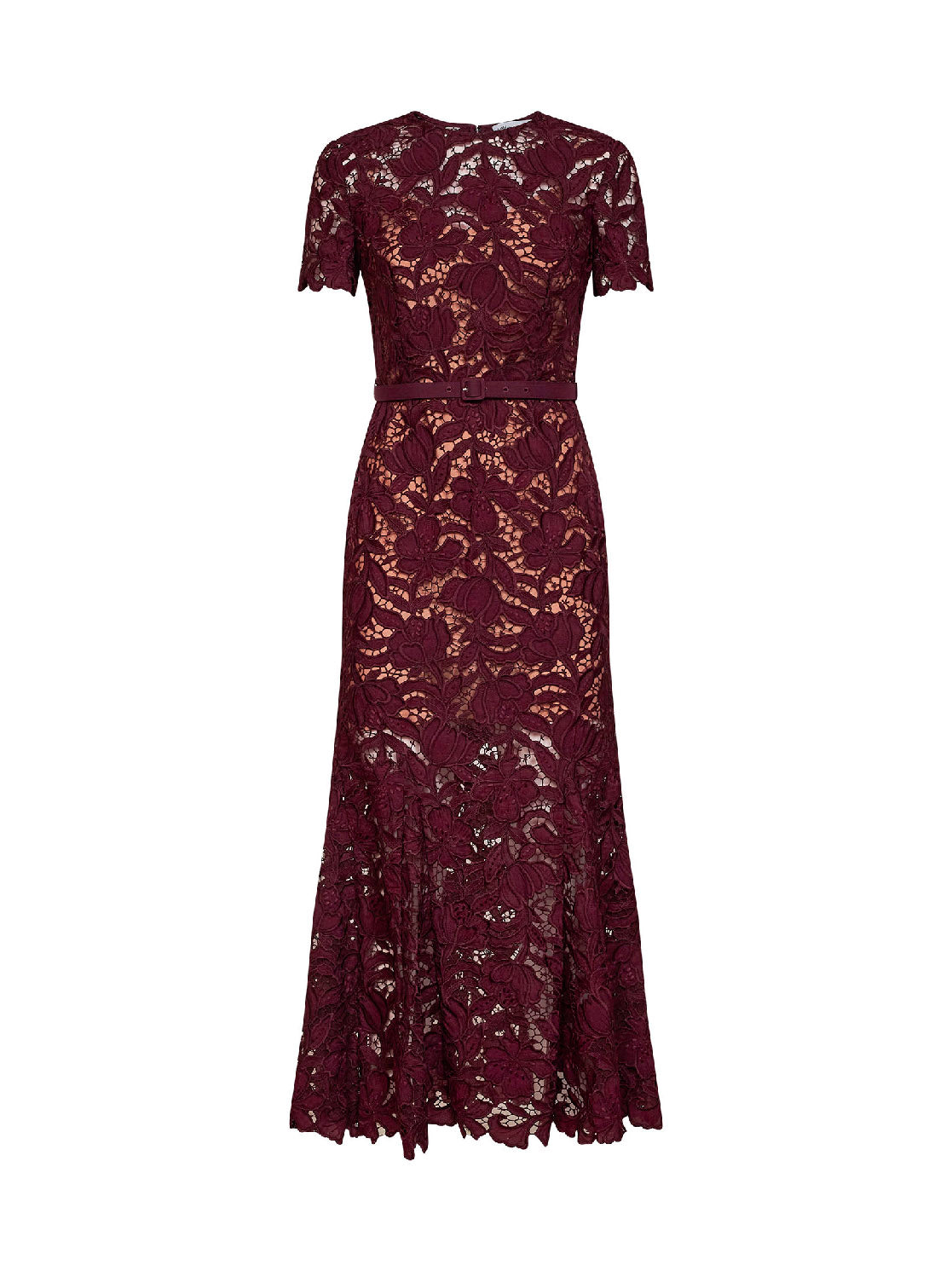 SELF PORTRAIT Self Portrait Women Burgundy Macramé Lace Belted Midi Dress