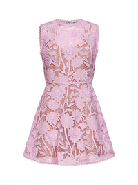 Self Portrait Women Pink Macramé Lace Mini Dress