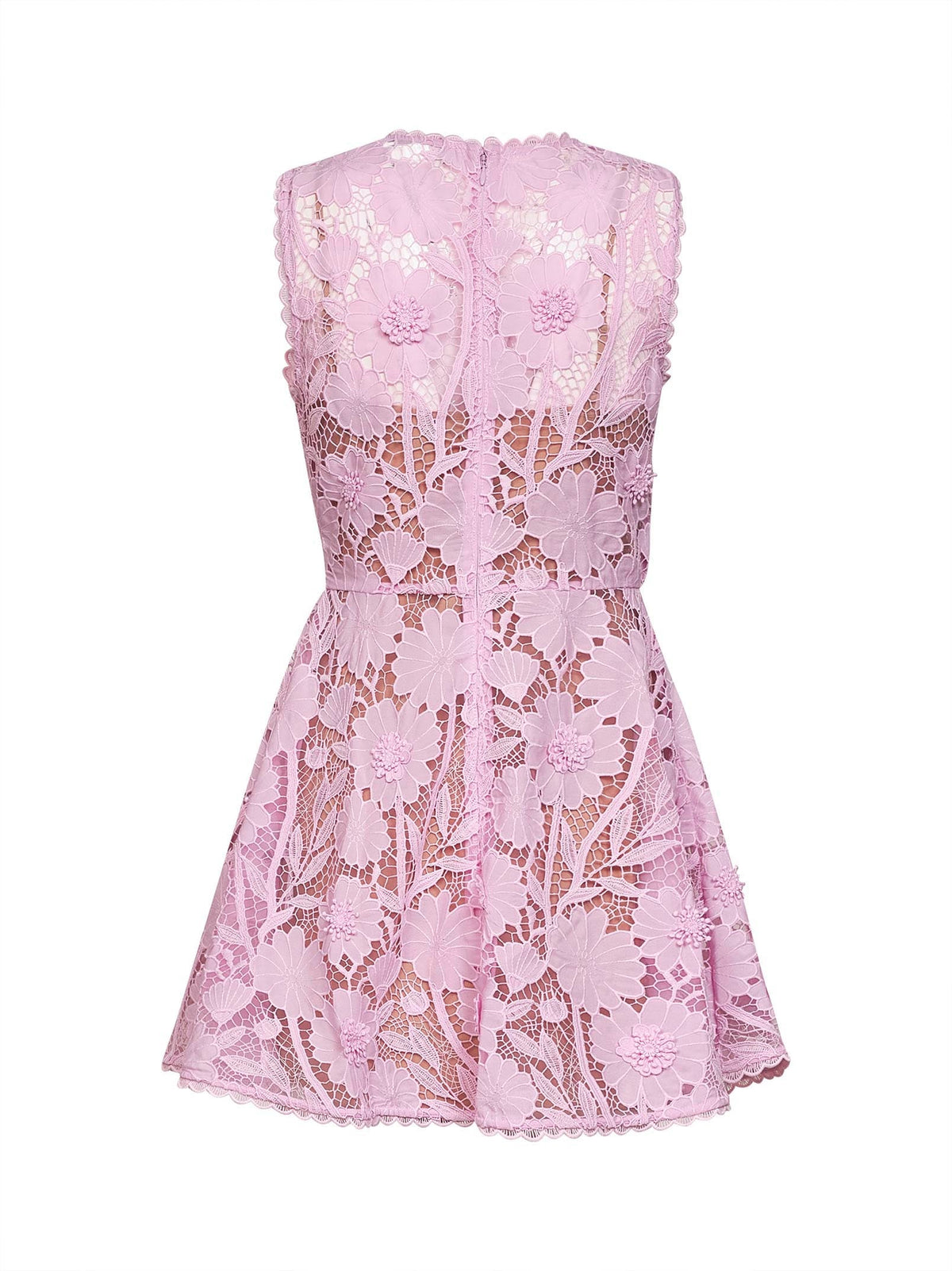 Self Portrait Women Pink Macramé Lace Mini Dress