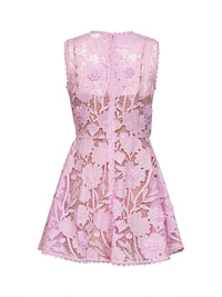 Self Portrait Women Pink Macramé Lace Mini Dress