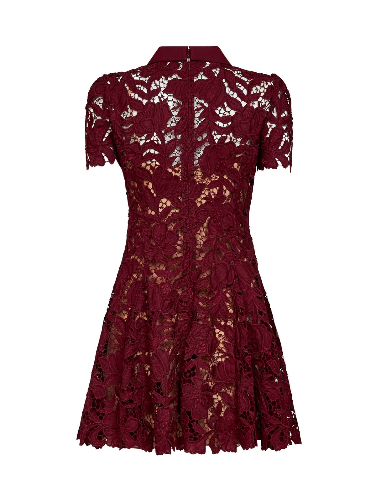 SELF PORTRAIT Self Portrait Women Burgundy Macramé Lace Flared Mini Dress