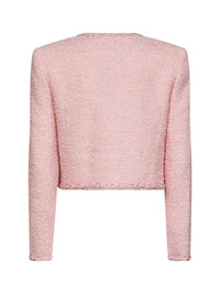 Self Portrait Women Pink Bouclé Jacket With Braided Trimmings