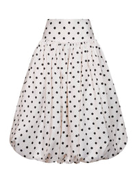 SELF PORTRAIT Self Portrait Women Cream Polka Dot Taffeta Midi Skirt