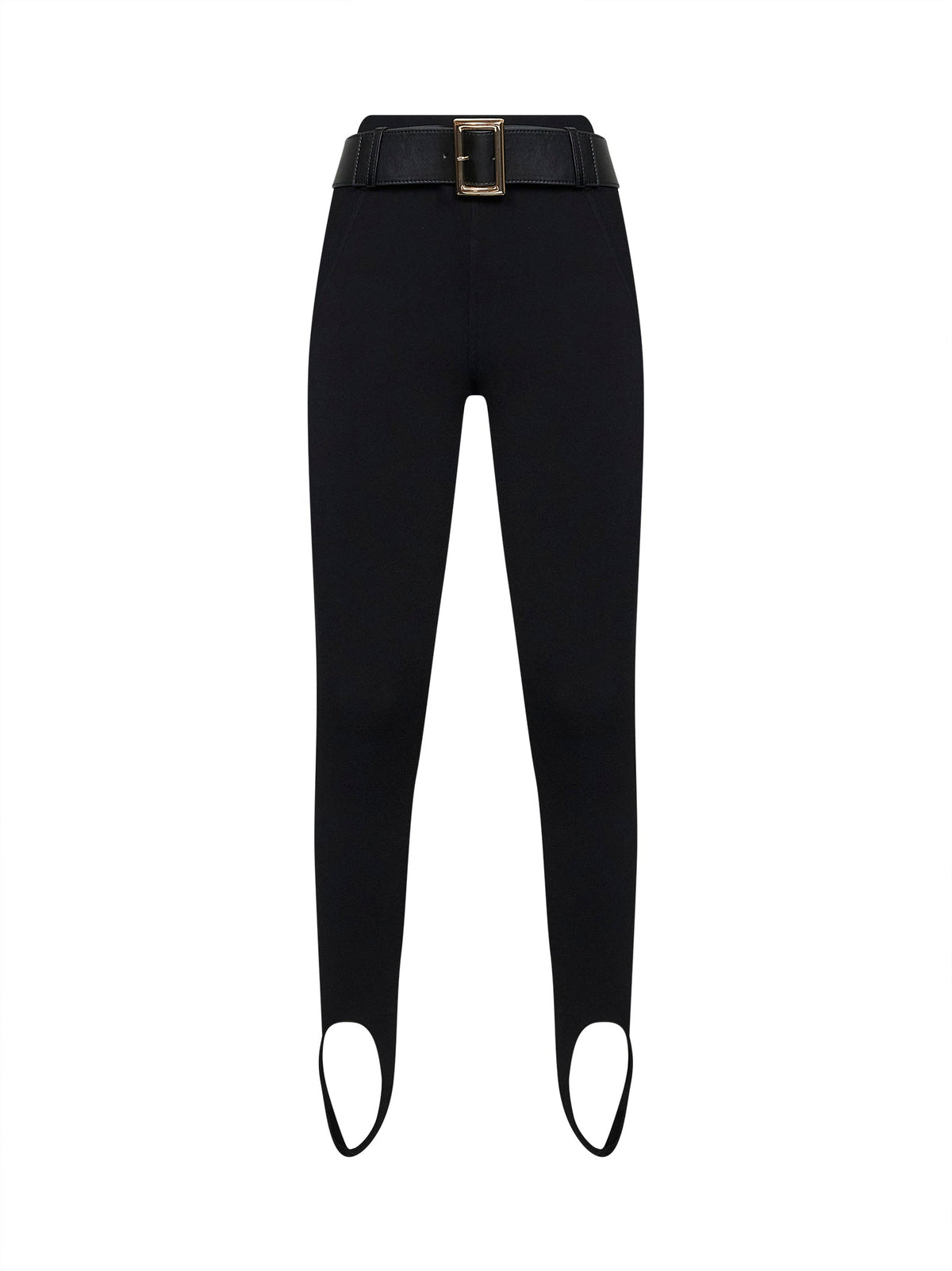 Self Portrait Women Black Compact Knit Stirrup Leggings