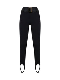 Self Portrait Women Black Compact Knit Stirrup Leggings