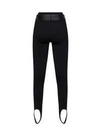 Self Portrait Women Black Compact Knit Stirrup Leggings