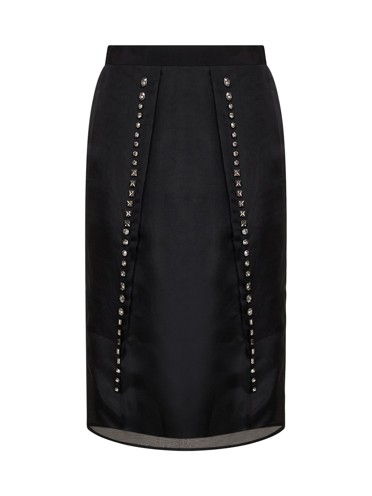 Stella Mccartney Women Black Crystal-Embellished Silk Organza Midi Skirt