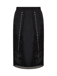 Stella Mccartney Women Black Crystal-Embellished Silk Organza Midi Skirt