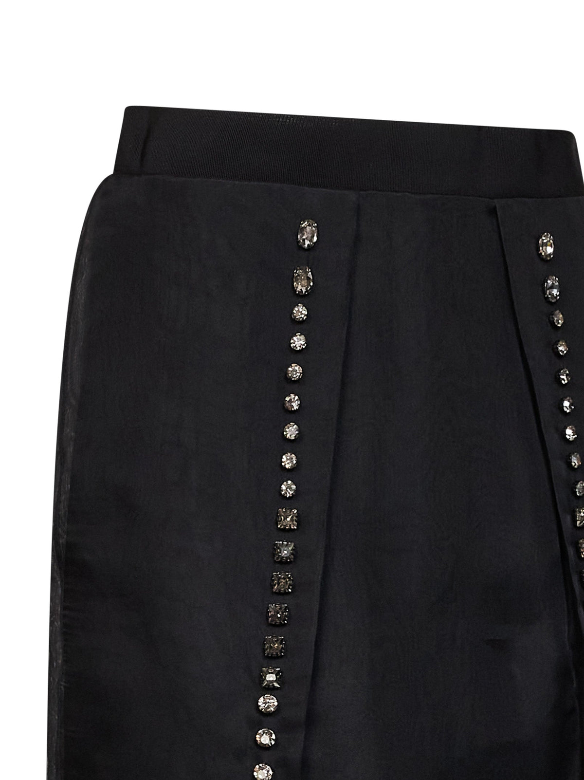 Stella Mccartney Women Black Crystal-Embellished Silk Organza Midi Skirt