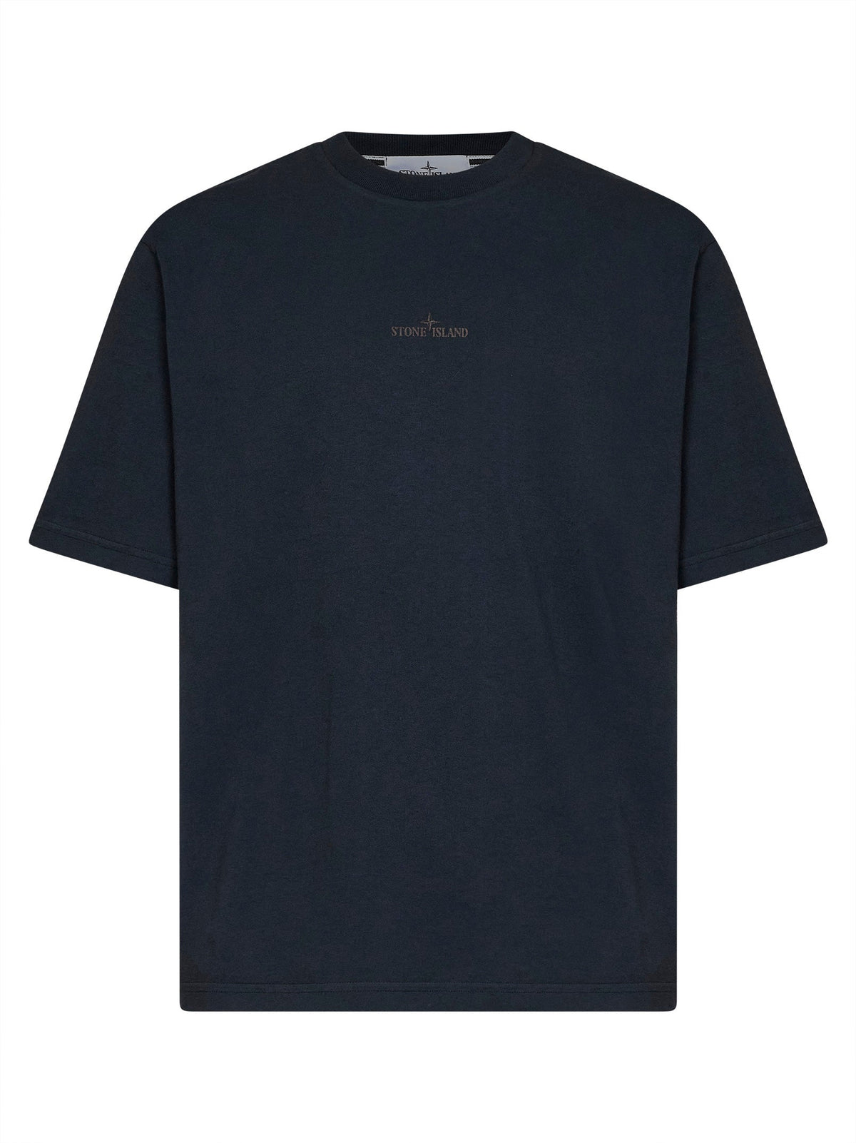 Stone Island Men Blue Organic Cotton Jersey Printed T-Shirt
