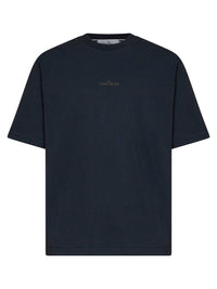 Stone Island Men Blue Organic Cotton Jersey Printed T-Shirt