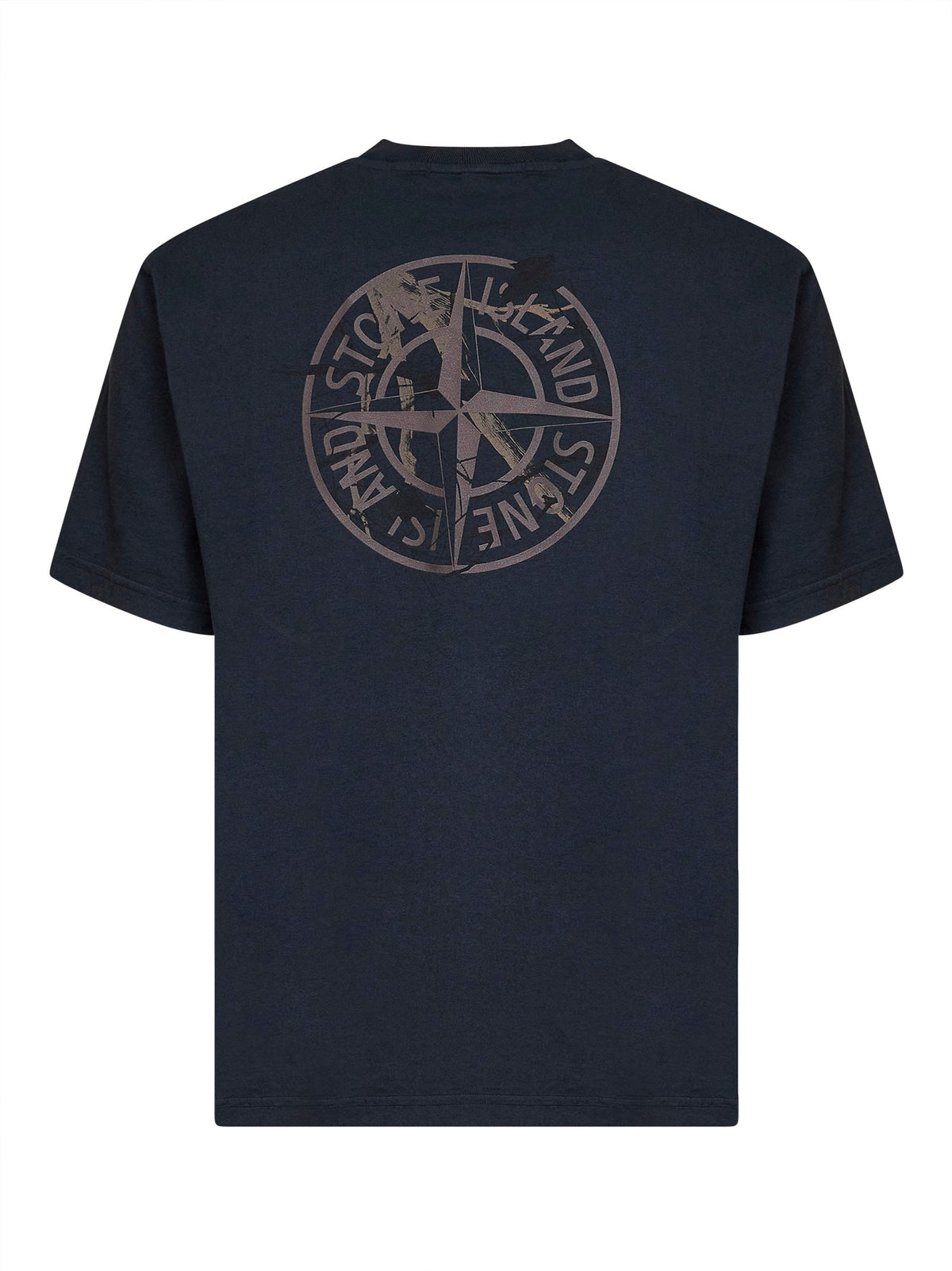 Stone Island Men Blue Organic Cotton Jersey Printed T-Shirt