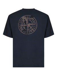 Stone Island Men Blue Organic Cotton Jersey Printed T-Shirt