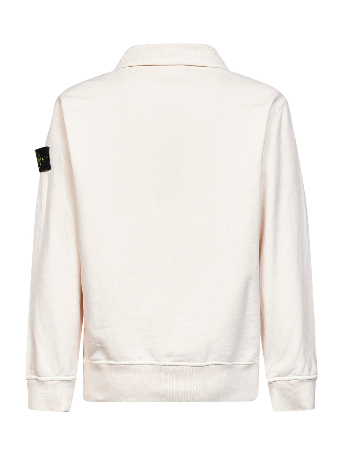 Stone Island Men Ivory Brushed Organic Cotton Half-Zip Sweatshirt