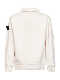 Stone Island Men Ivory Brushed Organic Cotton Half-Zip Sweatshirt