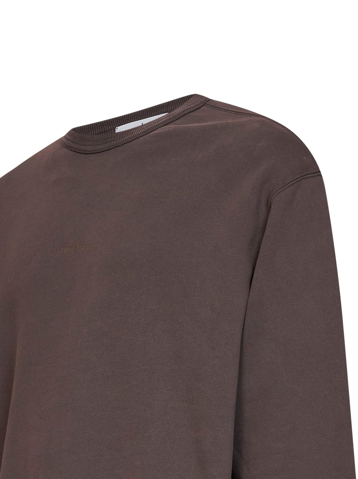 Stone Island Men Dark Burgundy Brushed Organic Cotton Printed Sweatshirt