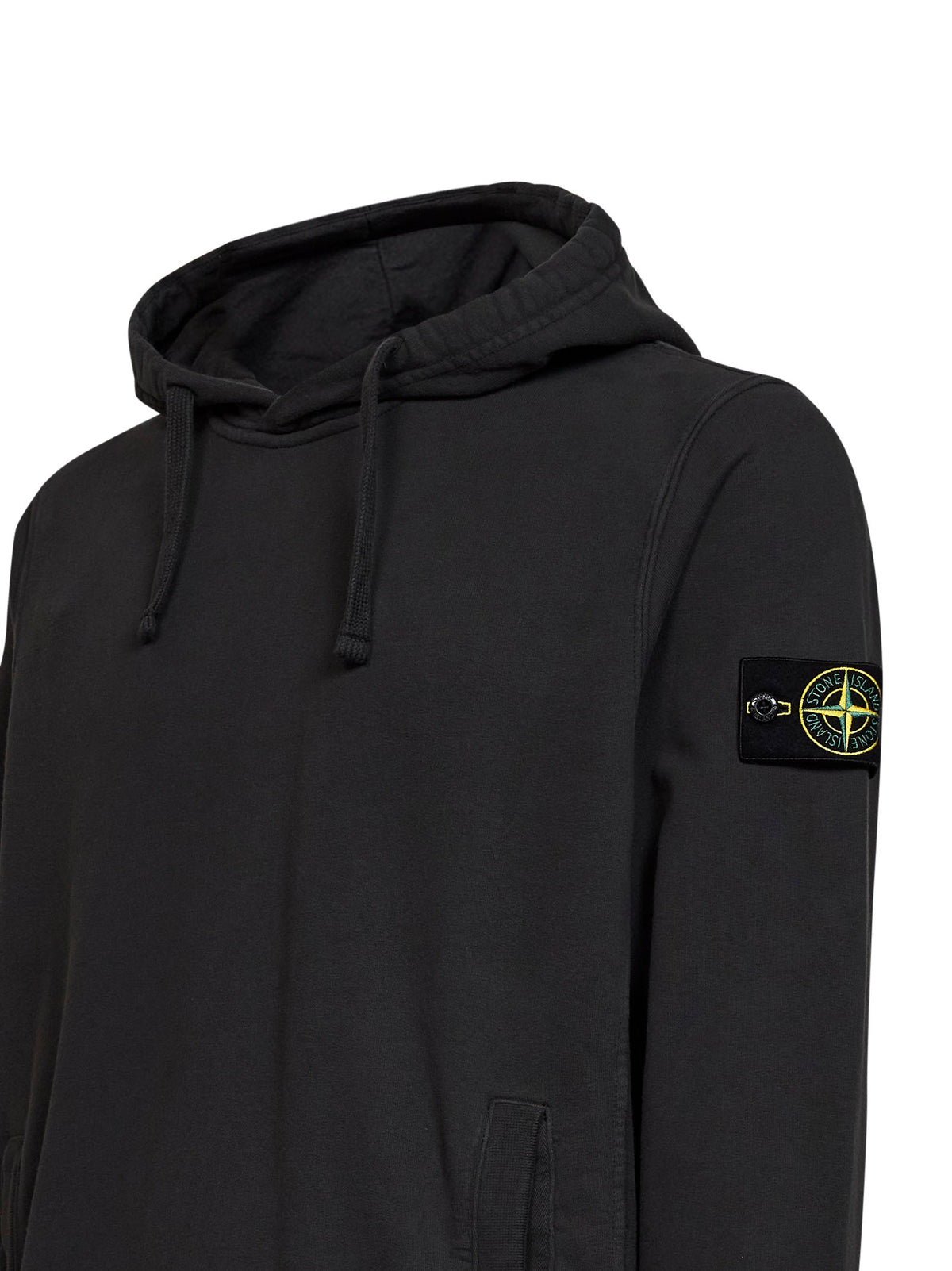 Stone Island Men Lead Grey Stretch Organic Cotton Hoodie