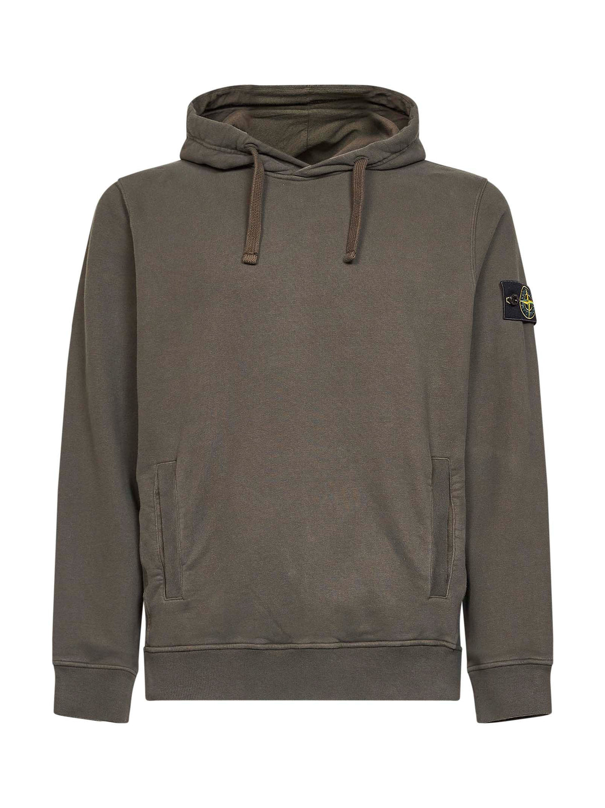 STONE ISLAND Stone Island Men Coal Grey Stretch Organic Cotton Hoodie<Br/>