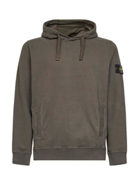 STONE ISLAND Stone Island Men Coal Grey Stretch Organic Cotton Hoodie<Br/>