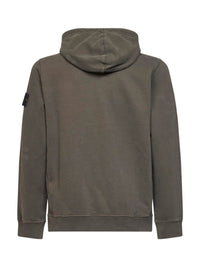 STONE ISLAND Stone Island Men Coal Grey Stretch Organic Cotton Hoodie<Br/>