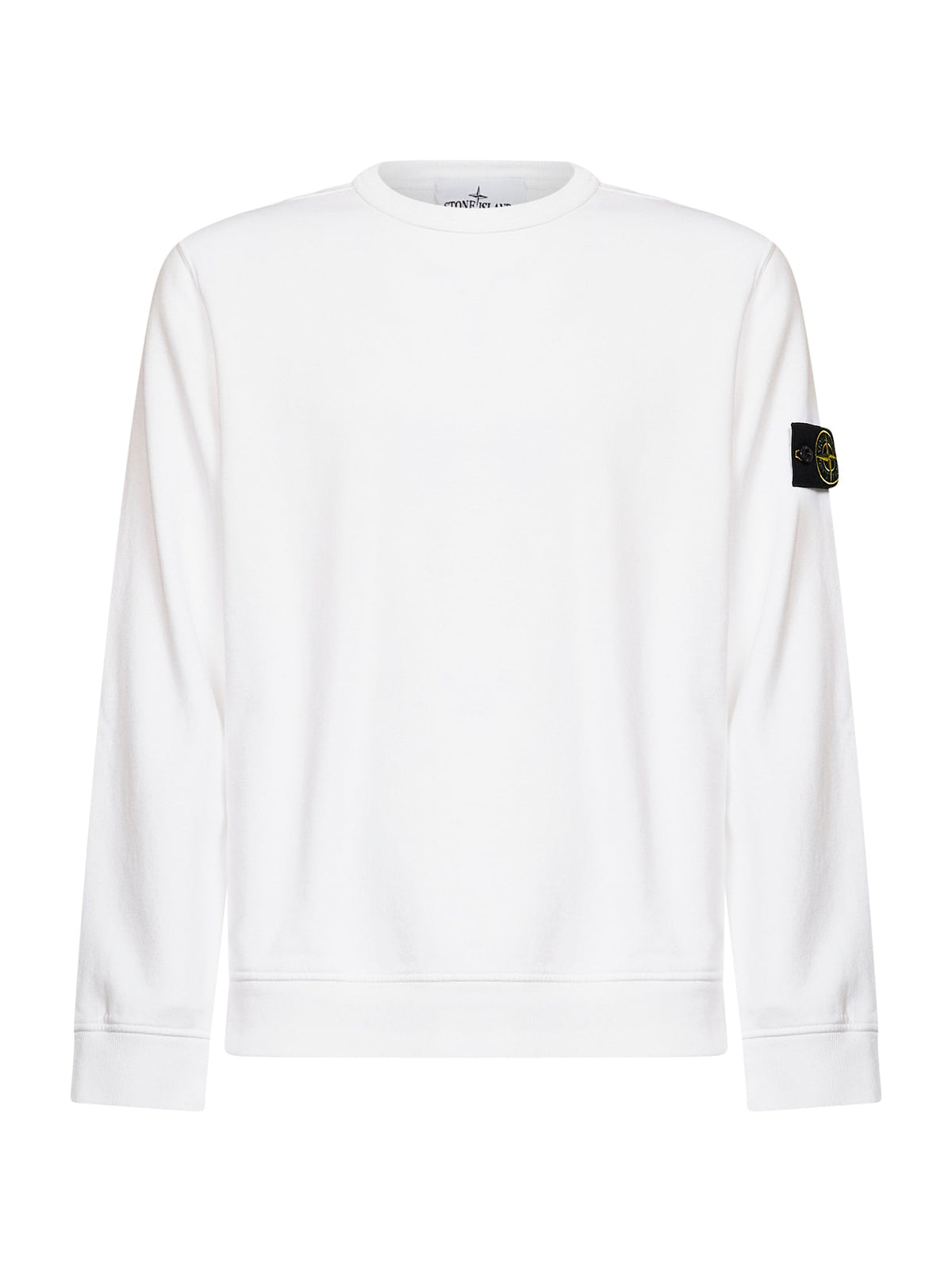 Stone Island Men White Organic Stretch Cotton Crewneck Sweatshirt