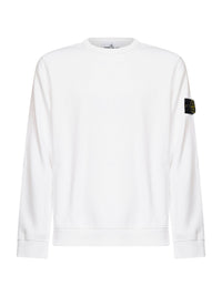 Stone Island Men White Organic Stretch Cotton Crewneck Sweatshirt