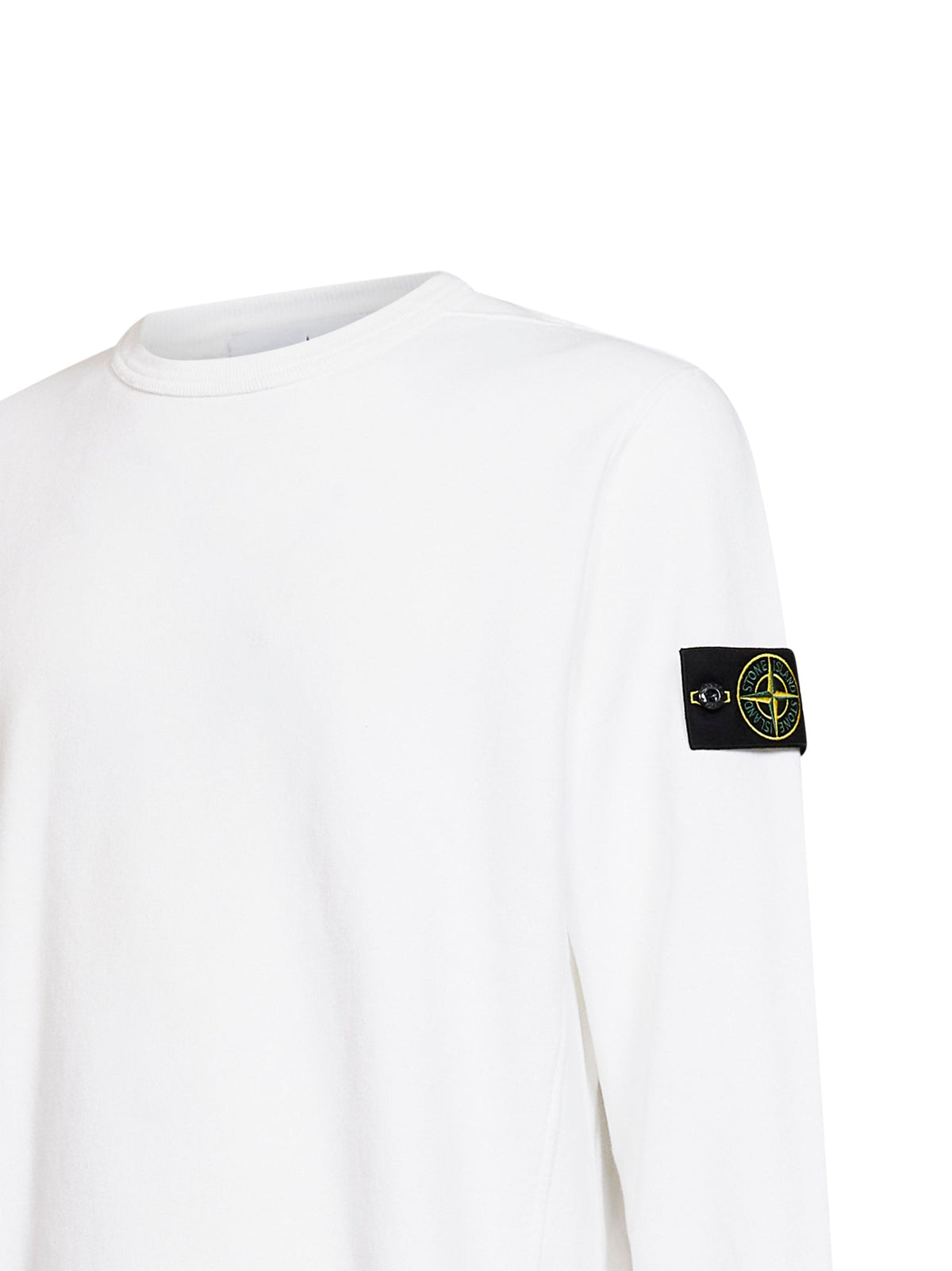Stone Island Men White Organic Stretch Cotton Crewneck Sweatshirt