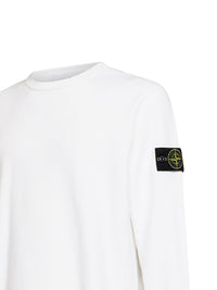 Stone Island Men White Organic Stretch Cotton Crewneck Sweatshirt