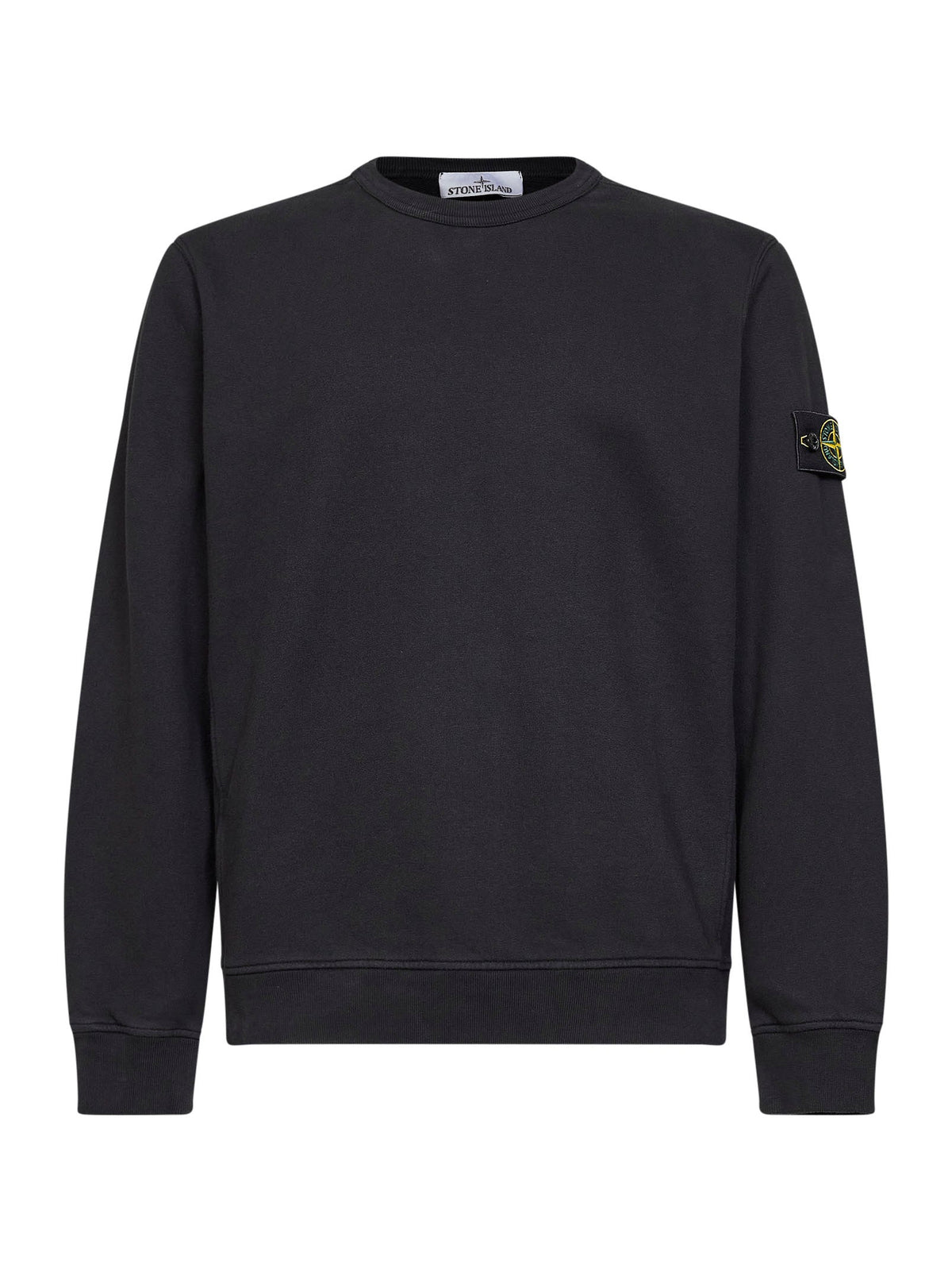 Stone Island Men Black Organic Stretch Cotton Crewneck Sweatshirt