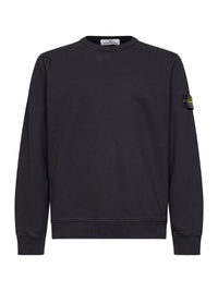 Stone Island Men Black Organic Stretch Cotton Crewneck Sweatshirt