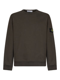 Stone Island Men Coal Grey Organic Stretch Cotton Crewneck Sweatshirt
