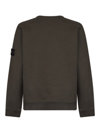 Stone Island Men Coal Grey Organic Stretch Cotton Crewneck Sweatshirt