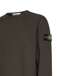Stone Island Men Coal Grey Organic Stretch Cotton Crewneck Sweatshirt