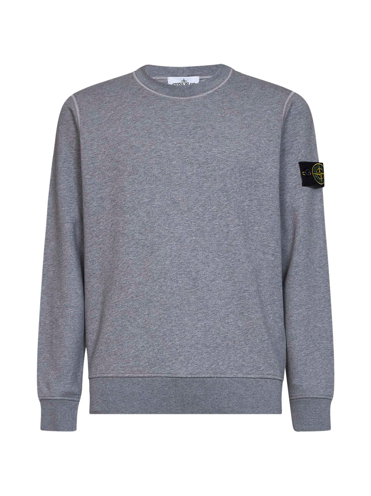 STONE ISLAND Stone Island Men Melange Grey Melange Organic Cotton Crewneck Sweatshirt