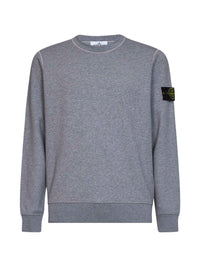STONE ISLAND Stone Island Men Melange Grey Melange Organic Cotton Crewneck Sweatshirt