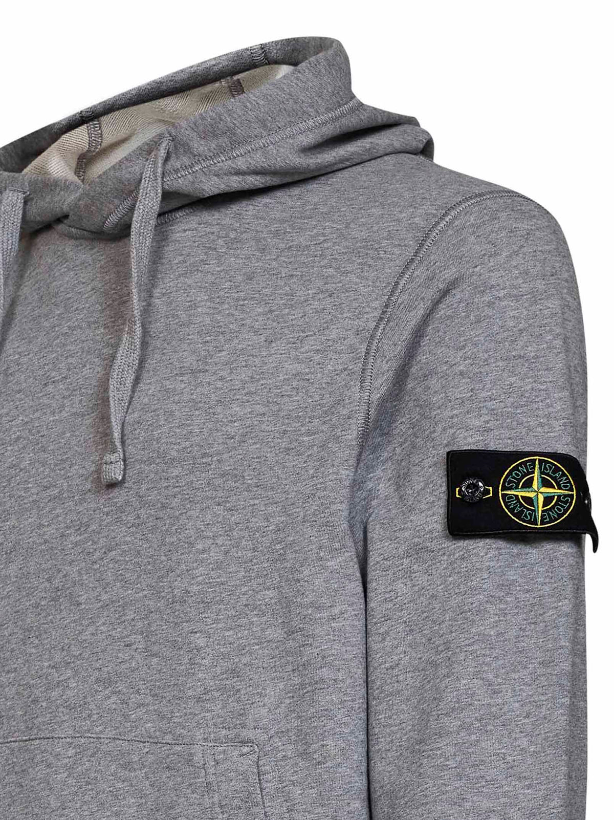 STONE ISLAND Stone Island Men Mélange Grey Mélange Organic Cotton Hoodie