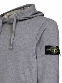 STONE ISLAND Stone Island Men Mélange Grey Mélange Organic Cotton Hoodie