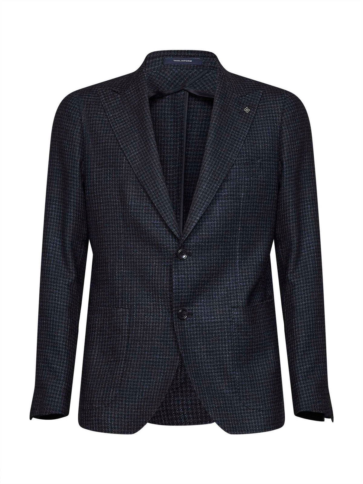 Tagliatore Men Blue Houndstooth Wool And Silk Montecarlo Single-Breasted Blazer