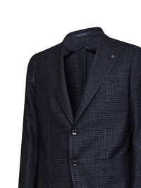 Tagliatore Men Blue Houndstooth Wool And Silk Montecarlo Single-Breasted Blazer