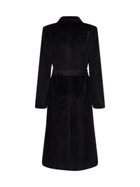 Tagliatore Women Black Alpaca-Blend Beaver Jole Double-Breasted Belted Trench Coat