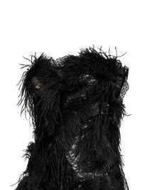 The Attico Women Black Lace And Feather Strapless Mini Dress