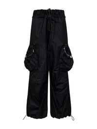 The Attico Women Black Overdyed Gabardine Cargo Trousers