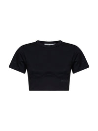 The Attico Women Black Cotton Jersey Cropped T-Shirt