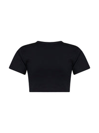 The Attico Women Black Cotton Jersey Cropped T-Shirt