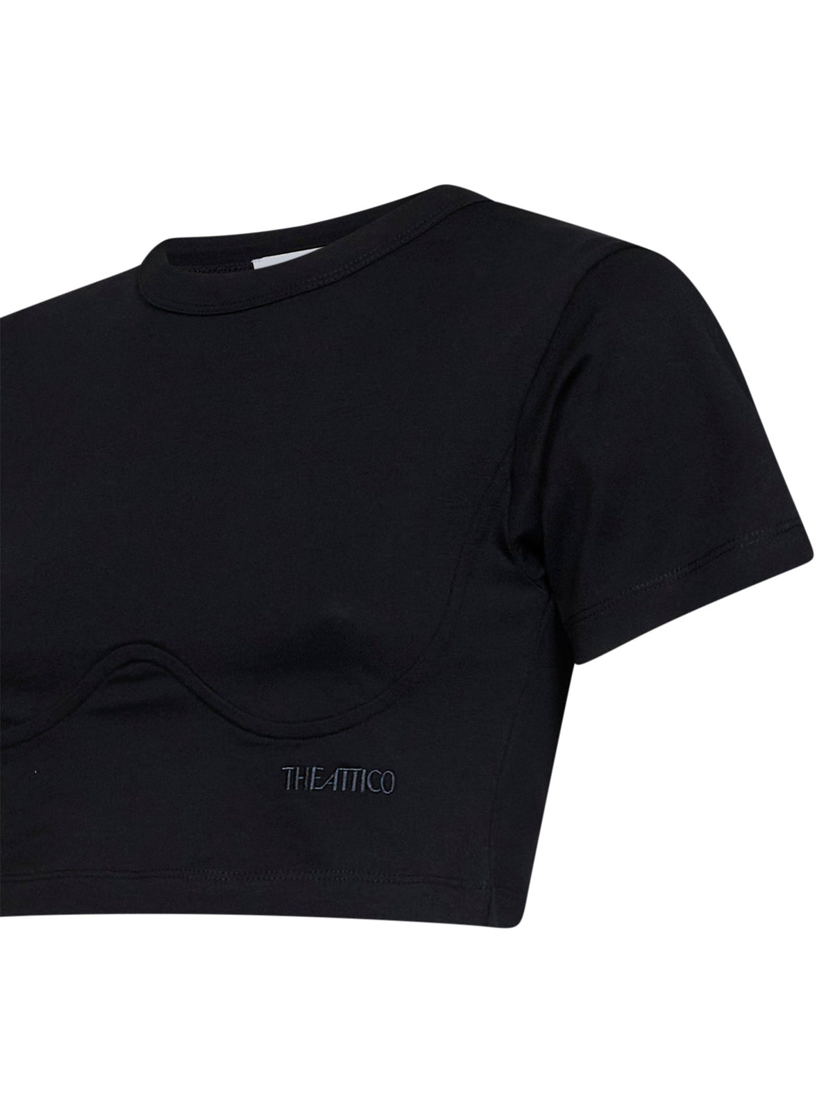 The Attico Women Black Cotton Jersey Cropped T-Shirt